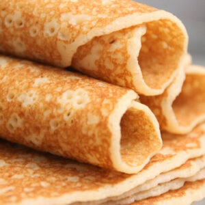 Pannenkoeken met kandijsuiker en siroop